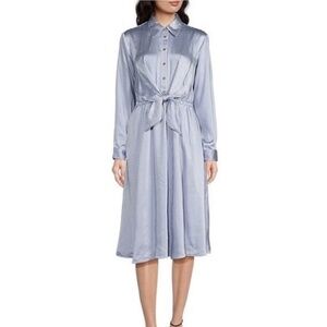 MICHAEL MICHAEL KORS Women's Pinstripe Satin Tie Midi-dress In Blueberry